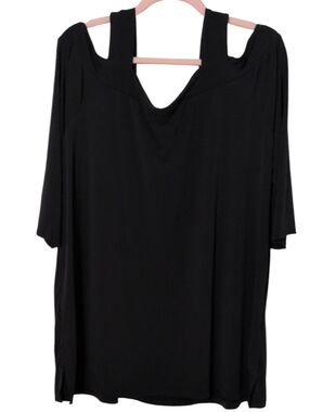Woman Within Black Cold-Shoulder Tunic Top, Size 22/24